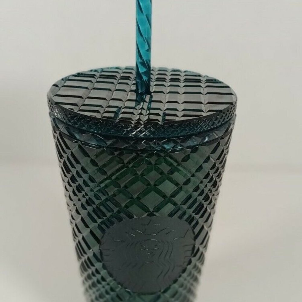 Starbucks 2021 Holiday Jeweled Studded Cold Tumbler Green Blue 16oz